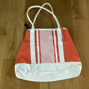 Preppy Lands End Orange and White Tote Bag - Brand New with tags